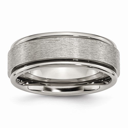 Titanium Ridged Edge 8mm Satin And Polished Band, Size 8.5 (88272)
