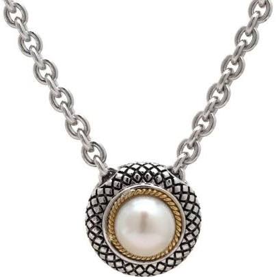 Andrea Candela 18K Yellow Gold and Sterling Silver Pearl Necklace on 16+2" adjustable Sterling Silver Chain.