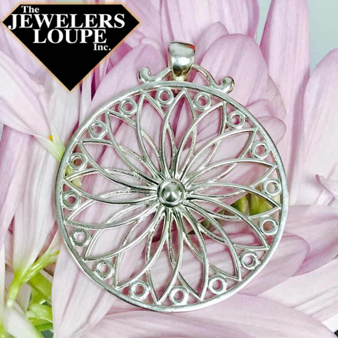 Southern Gates Sterling Silver Round Sunburst Pendant