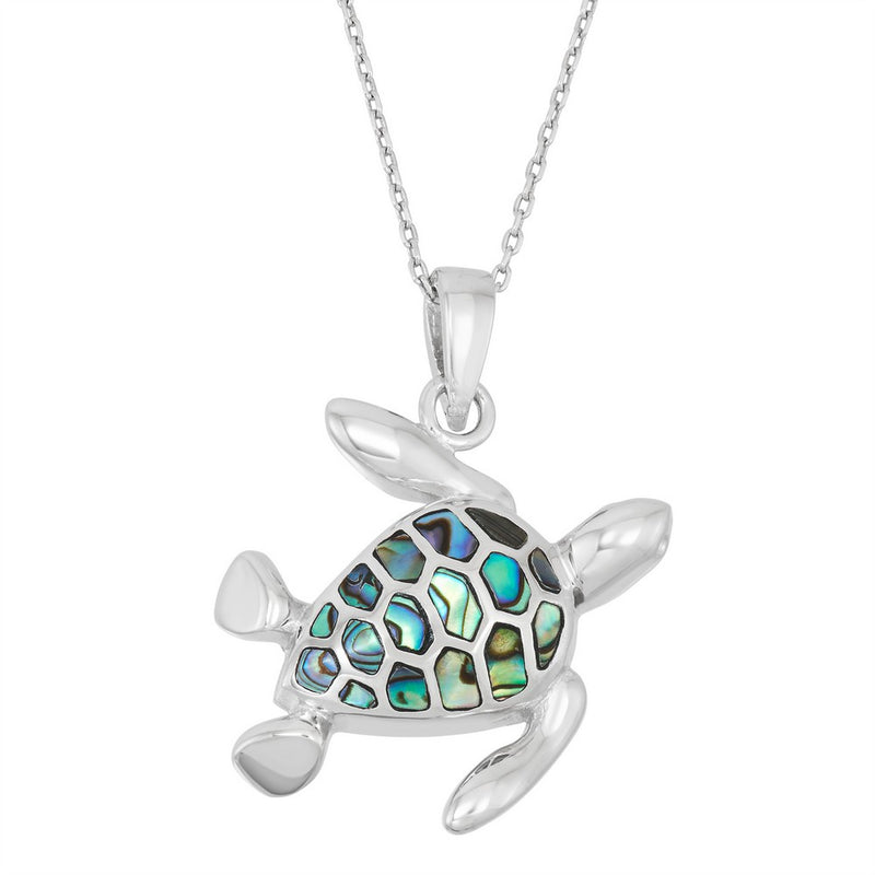 Sterling Sliver Abalone Sea Turtle Necklace