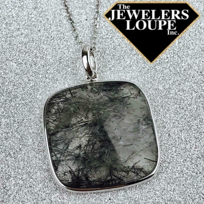 Sterling Silver Rutilated Quartz Necklace with Chain