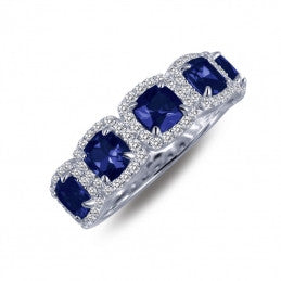 Lafonn Sterling Silver Created Sapphire Halo Band, Size 7 (89729)