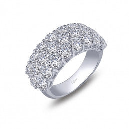 Lafonn Simulated Diamond 4.25cttw Pave Wide Band in Sterling Silver Bonded with Platinum