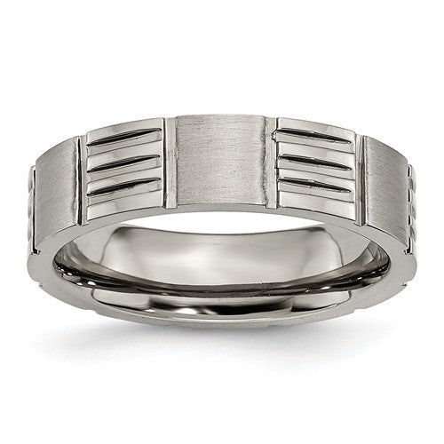 Titanium Notched 6mm Satin And Polished Band, Size 10 (89743)