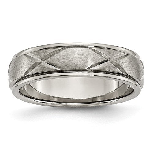 Titanium X-Design 6mm Satin Band, Size 9.5 (89748)