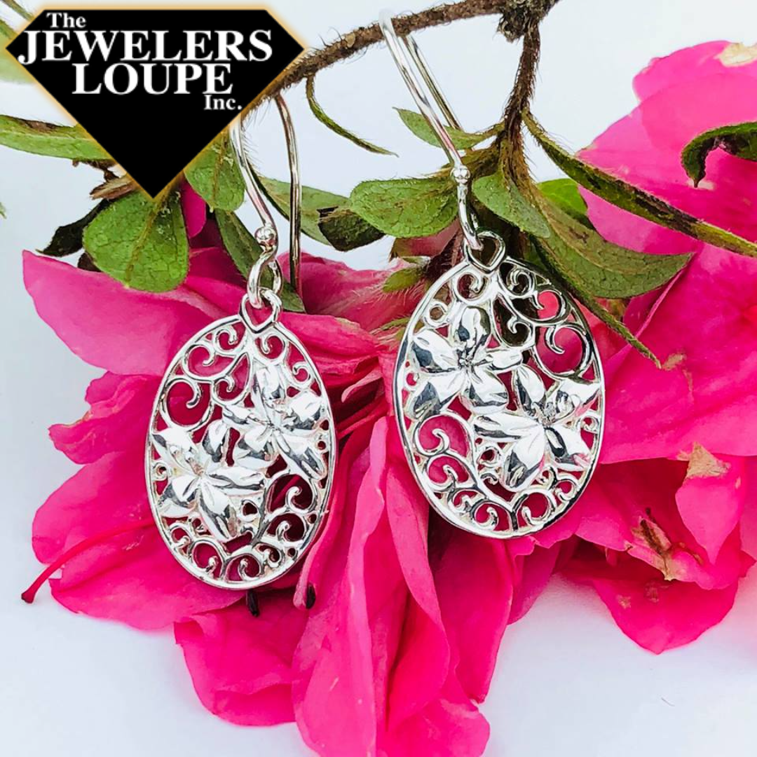 Southern Gates Sterling Silver Oval Azalea Earrings