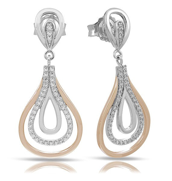 Belle e'toile Sterling Silver and Rose Gold Onda Earrings (89862)