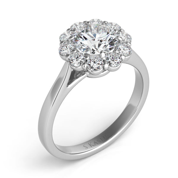 S. Kashi 14K White Gold .51ctw Diamond Engagement Ring Semi-Mount 
