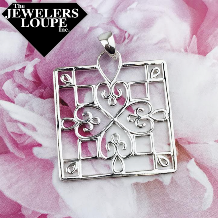 Southern Gates Sterling Silver Terrace Square Window Pendant (90067)