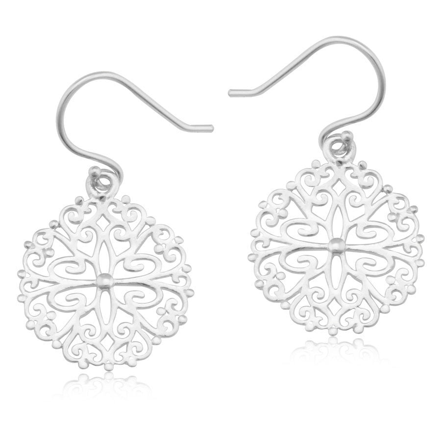 Southern Gates Sterling Silver Ornamental Round Earrings