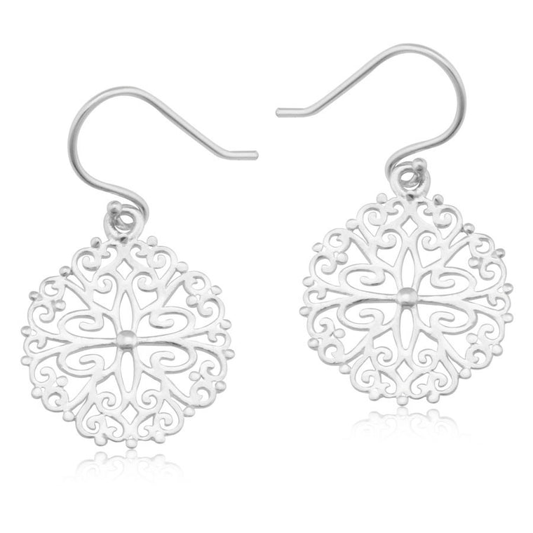 Southern Gates Sterling Silver Ornamental Round Earrings (90204)