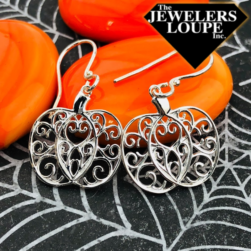 Sterling silver pumpkin top earrings