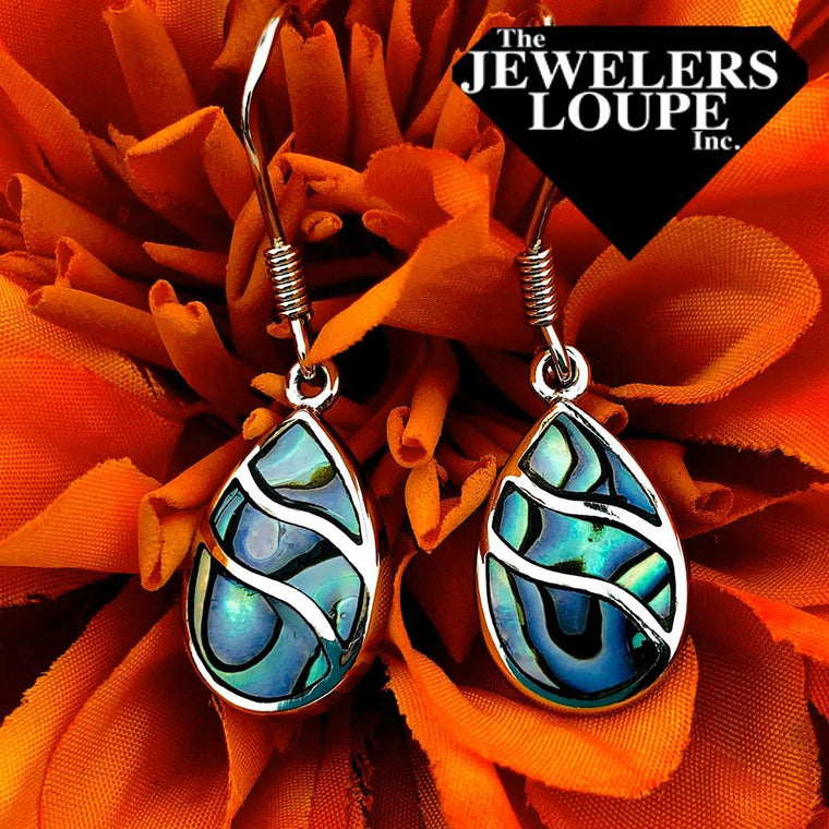 Sterling Silver Abalone Waves Design Earrings (90790)