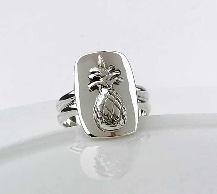 Sterling Silver Pineapple Adjustable Ring (90869)