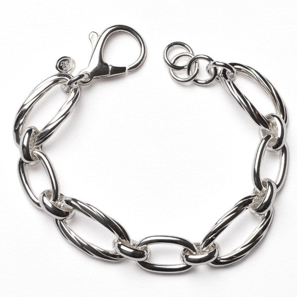 Sterling Silver Southern Gates Textured Oval Link Bracelet, 8"