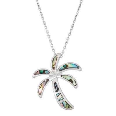 Sterling Silver Abalone Palm Tree Necklace 