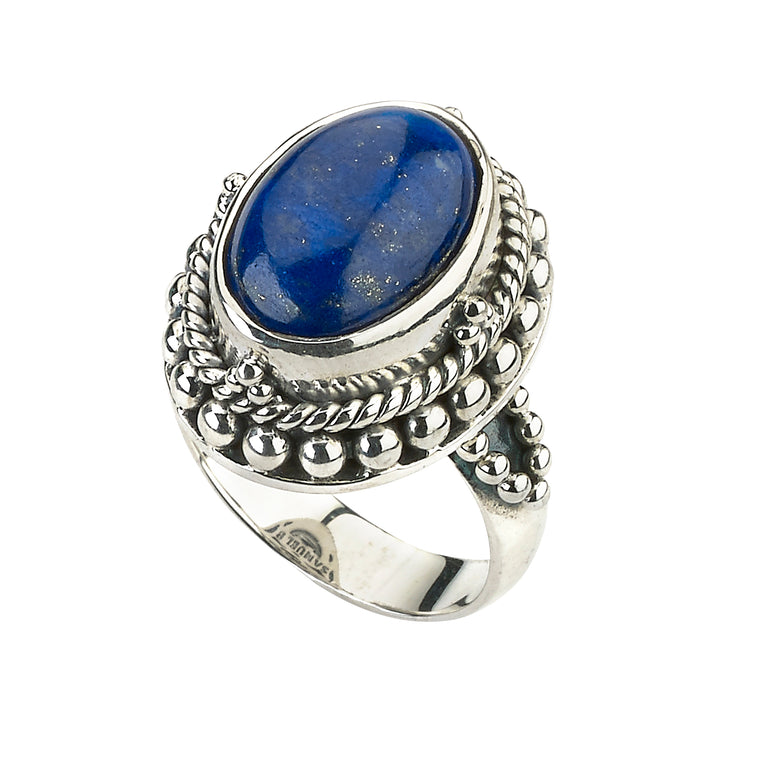 Samuel B. Sterling Silver Oval Lapis Ring, Size 7 (91429)