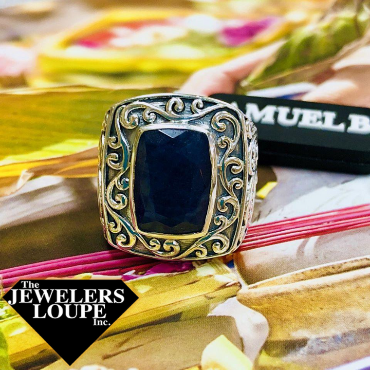 Samuel B. Sterling Silver Madagascar Blue Sapphire Ring, Size 7 (91435)