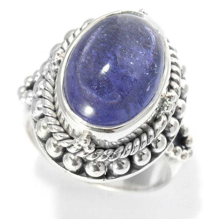 Samuel B. Sterling Silver Oval Tanzanite Ring, Size 7 (91560)