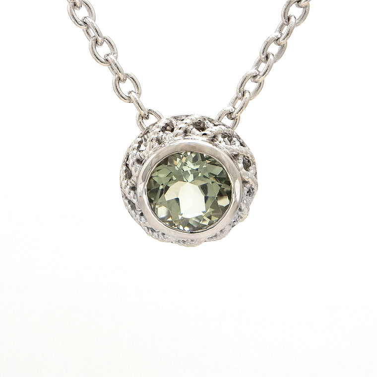 Andrea Candela Sterling Silver Green Amethyst Necklace (91574)