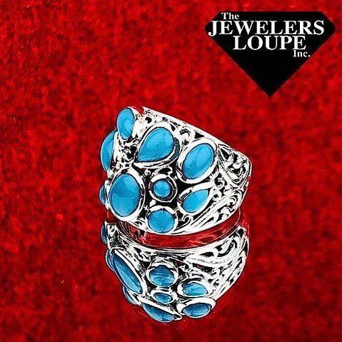 Samuel B. Sterling Silver Multi-Shape Sleeping Beauty Turquoise Ring, Size 7 (91665)