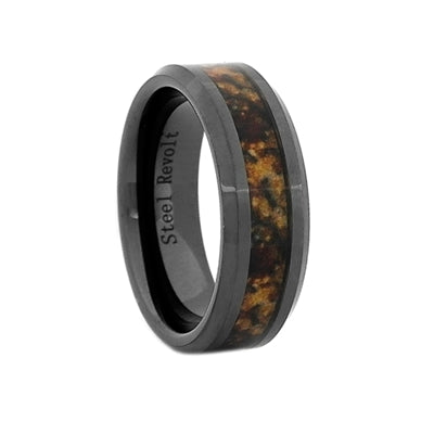 High-Tech Ceramic Band With High-Def Dinosaur Bone Inlay, Size 12 (92301)