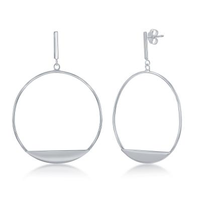 Sterling Silver Bar with Designed Hoop Earrings (92135)