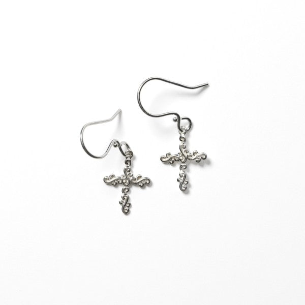 Southern Gates Sterling Silver Scrolling Vine Cross Earrings (92428)