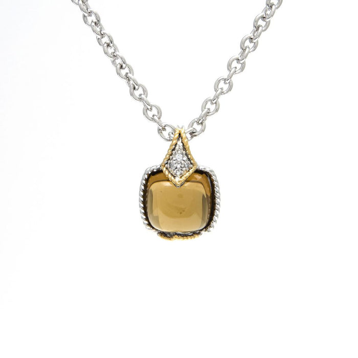 Andrea Candela 18K Yellow Gold and Sterling Silver Diamond and Cognac Quartz Necklace