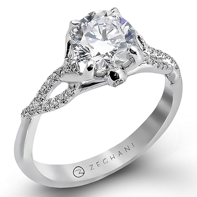 Zeghani 14K White Gold .08ctw Diamond Engagement Ring Semi-Mount