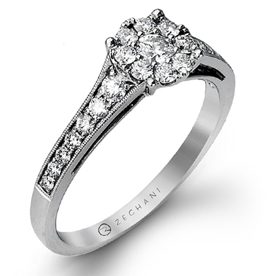 Zeghani 14K White Gold .55ctw Diamond Engagement Ring