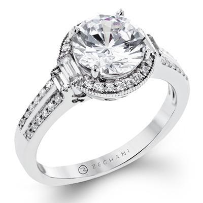 Zeghani 14K White Gold .37ctw Diamond Engagement Ring Semi-Mount