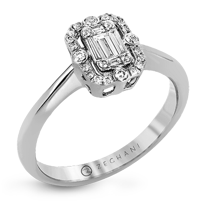 Zeghani 14K White Gold .30ctw Diamond Engagement Ring