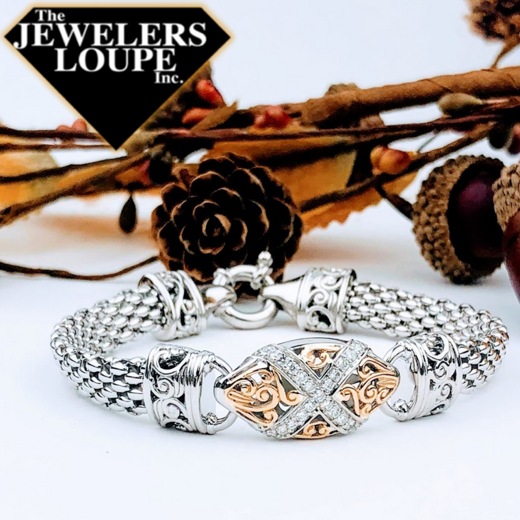 PiyaRo Diamond, Sterling Silver and 14K Yellow Gold Bracelet (93587)