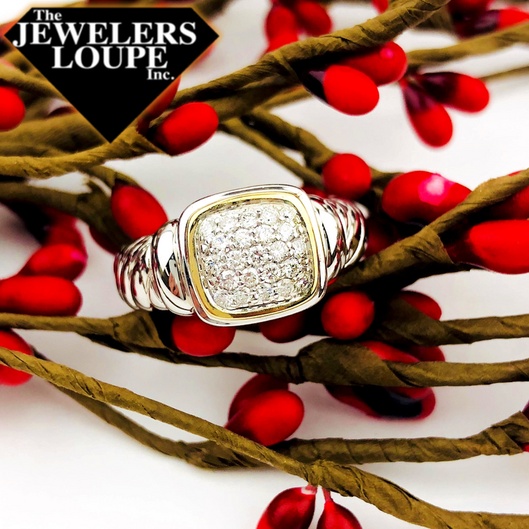 PiyaRo Diamond, Sterling Silver and 14K Yellow Gold Ring, Size 7 (93590)