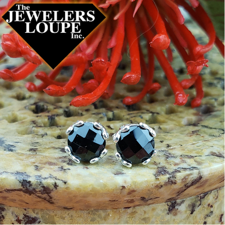 Samuel B. Sterling Silver Stud Earrings with Black Spinel (96324)