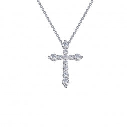 Lafonn .67cttw Simulated Diamond Cross Necklace in Sterling Silver Bonded with Platinum