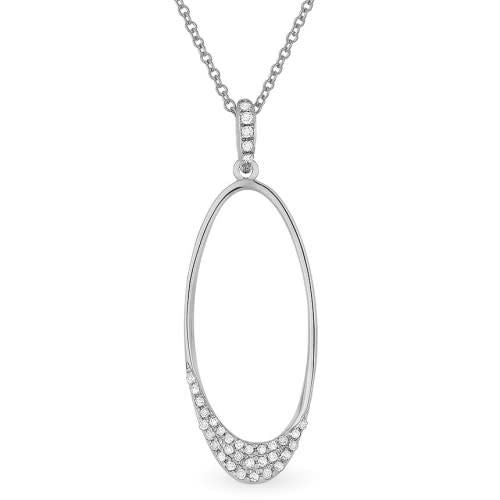 Madison L 14K White Gold .11ctw Diamond Open Oval Necklace