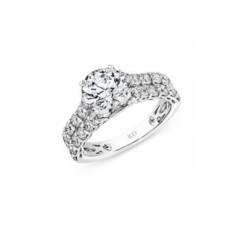 Featuring 24 round diamonds with a total carat weight of 1.26 double row Semi Mount Engagement Ring in 18K White Gold.