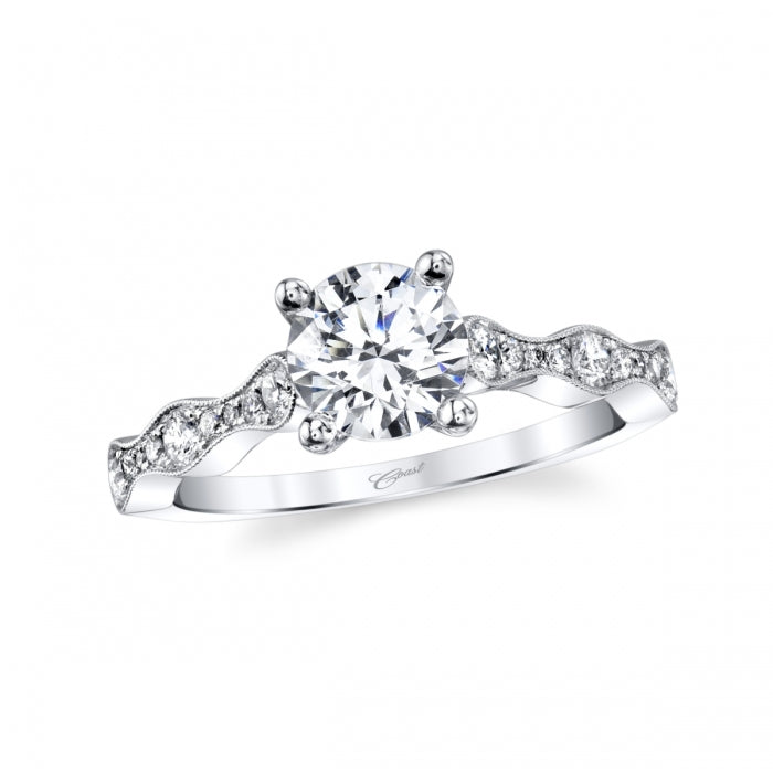 Coast 14K White Gold .29ctw Diamond Vintage Style Engagement Ring Semi-Mount (94782)