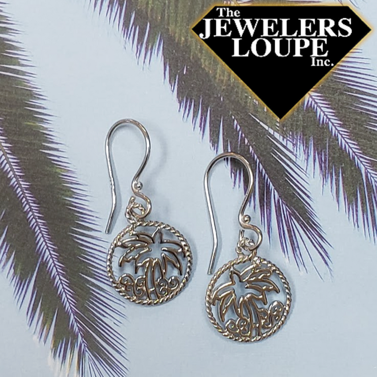 Southern Gates Harbor Series Sterling Silver Palm Tree Earrings (94810)