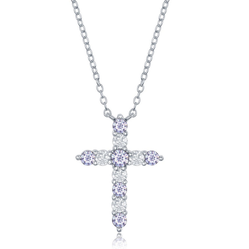 Sterling Silver Lavender Cubic Zirconia June Birthstone Necklace with 16+2" Adjustable Sterling Silver Chain.