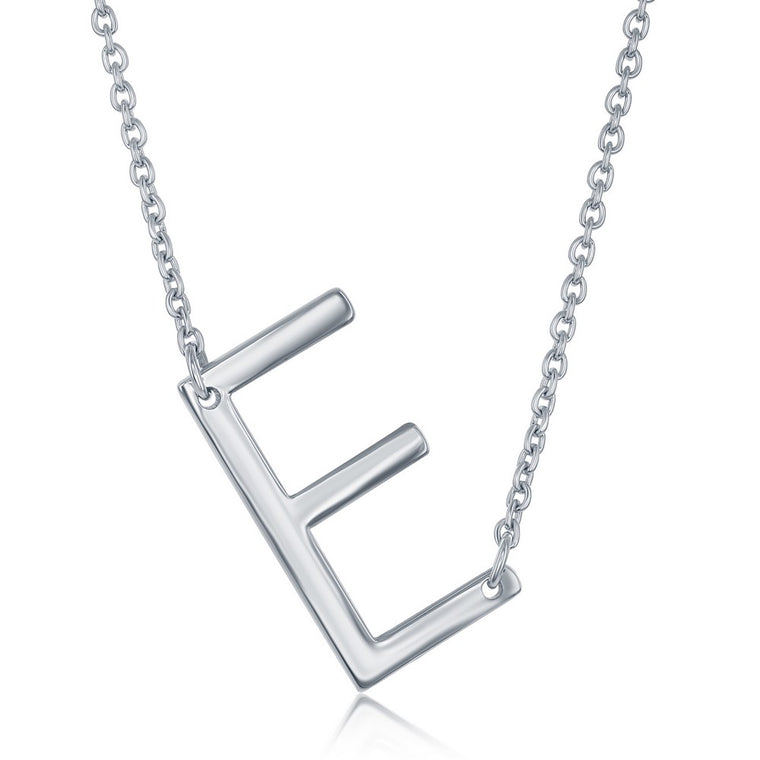 Sterling Silver Sideways 'E' Initial Pendant (95275)