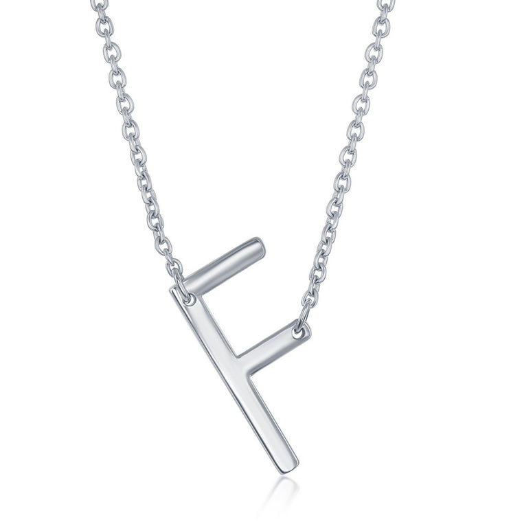 Sterling Silver Sideways 'F' Initial Pendant (95276)