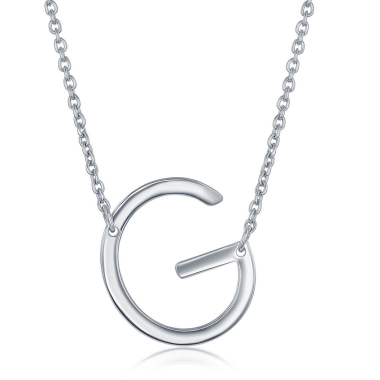 Sterling Silver Sideways 'G' Initial Pendant (95277)