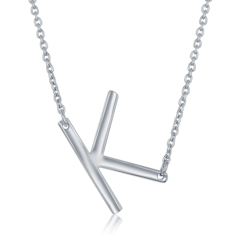 Sterling Silver Sideways 'K' Initial Pendant (95280)