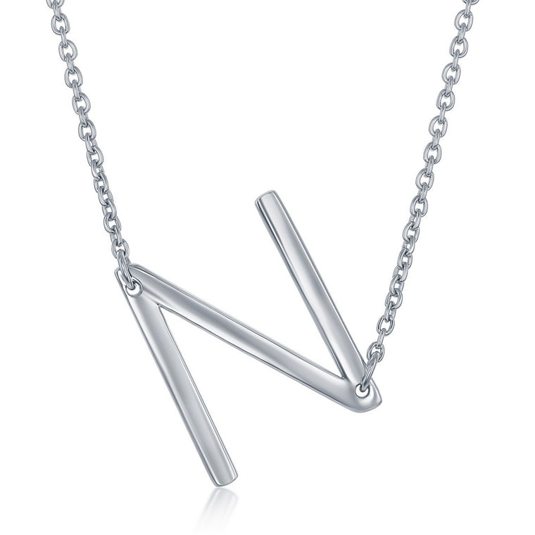 Sterling Silver Sideways 'N' Initial Pendant (95283)
