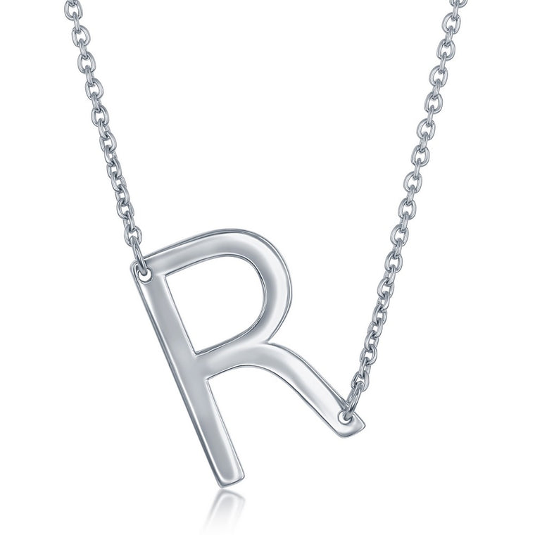 Sterling Silver Sideways 'R' Initial Pendant (95285)