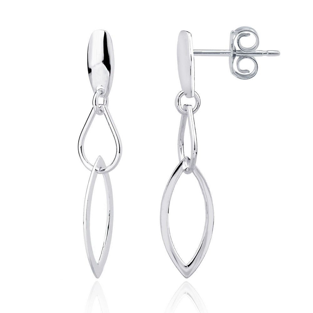 Sterling Silver Open Shapes Dangle Stud Earrings