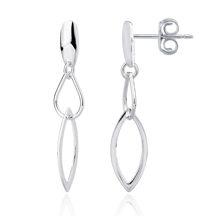 Sterling Silver Open Shapes Dangle Stud Earrings (95760)